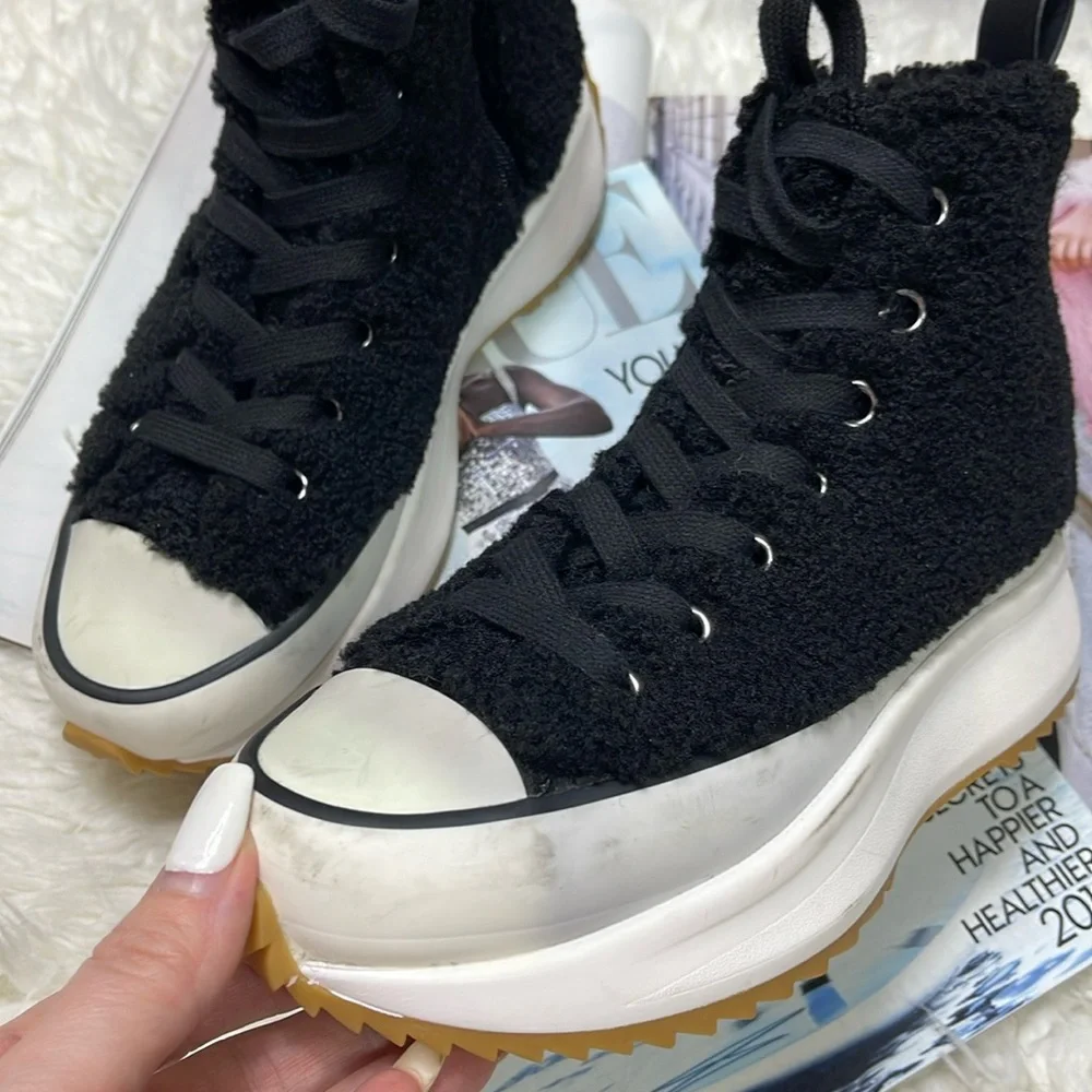 Steve Madden Shaft Faux Fur Platform Sneakers - Picture 11 of 16